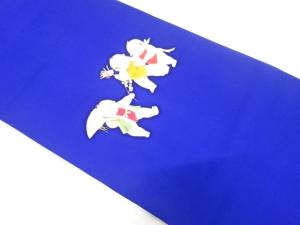 塩瀬　手描き　御所人形模様　名古屋帯